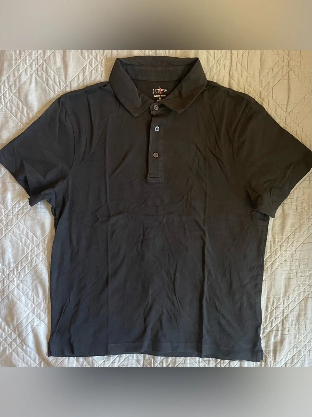 J. CREW Classic Untucked sueded cotton polo shirt in Black Size M BW395